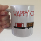 Train Christmas Mug - Steam Locomotive With Wagons - Xmas Gift For Him