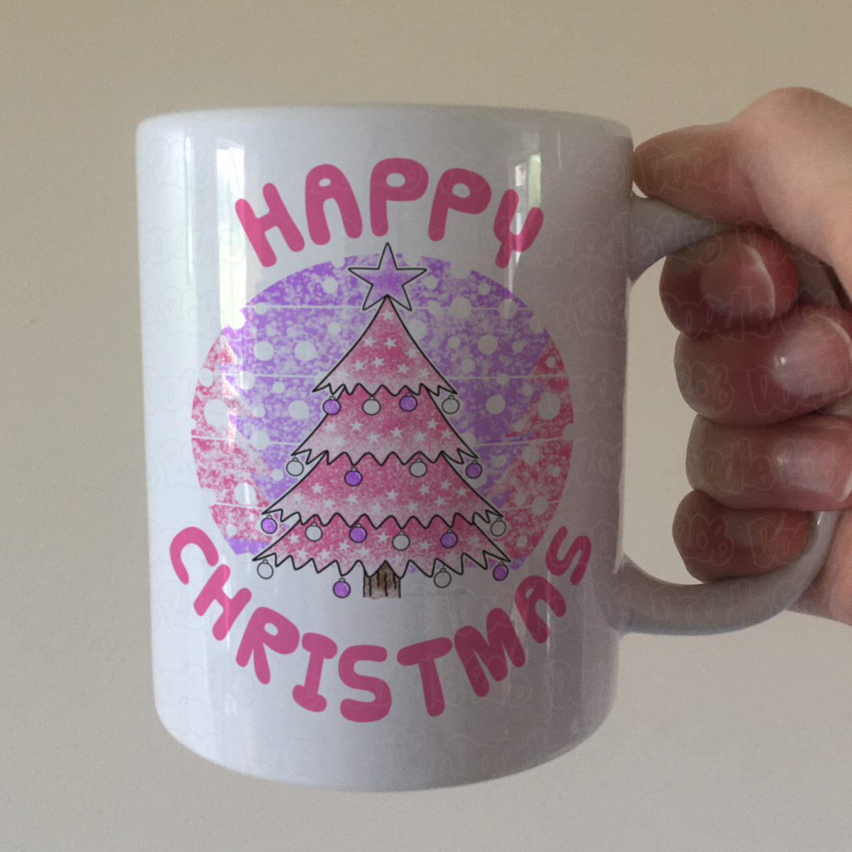 Pink Christmas Tree Mug - Girl's Xmas Mug - Women's Christmas Mug - Xmas Gift For Her