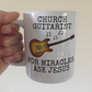Funny Church Guitarist Mug (Electric Guitar) - For Miracles, Ask Jesus - Christian Musician Gift