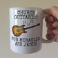 Funny Church Guitarist Mug (Electric Guitar) - For Miracles, Ask Jesus - Christian Musician Gift
