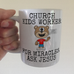 Church Kids Worker Mug - For Miracles, Ask Jesus - Funny Christian Sunday School Gift