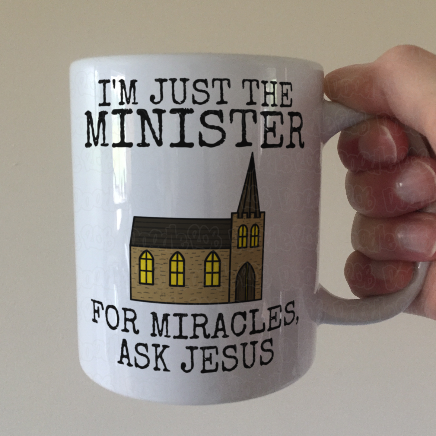 Church Minister Mug - For Miracles, Ask Jesus - Christian Ordination Gift