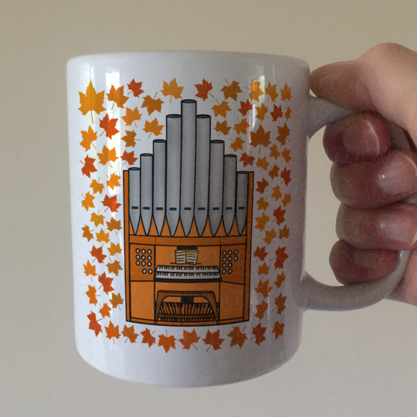 Autumn Church Organ Mug (Leaves) - Gift For Organist - Musician Gift For Fall or Thanksgiving