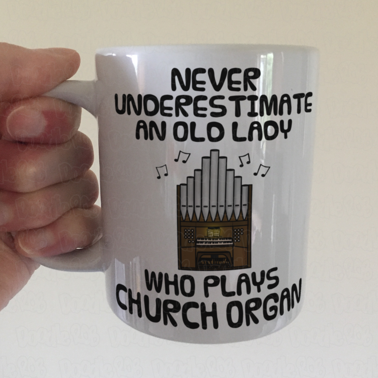 Funny Church Organist Mug - Never Underestimate An Old Lady Who Plays Church Organ - Musician Gift For Her
