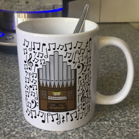 Church Organ Musical Notes Mug - Gift For Organist - Pipe Organ Church Musician Gift