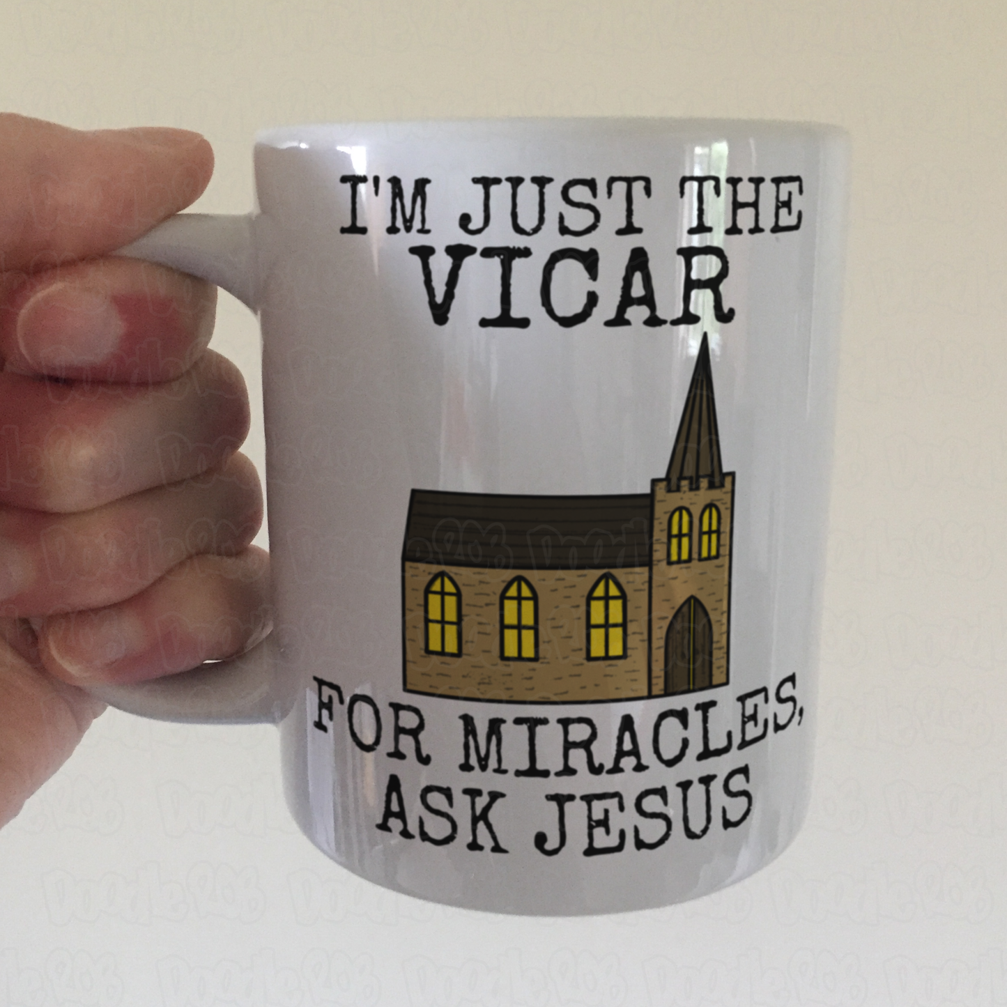 Church Vicar Mug - For Miracles, Ask Jesus - Christian Ordination Gift