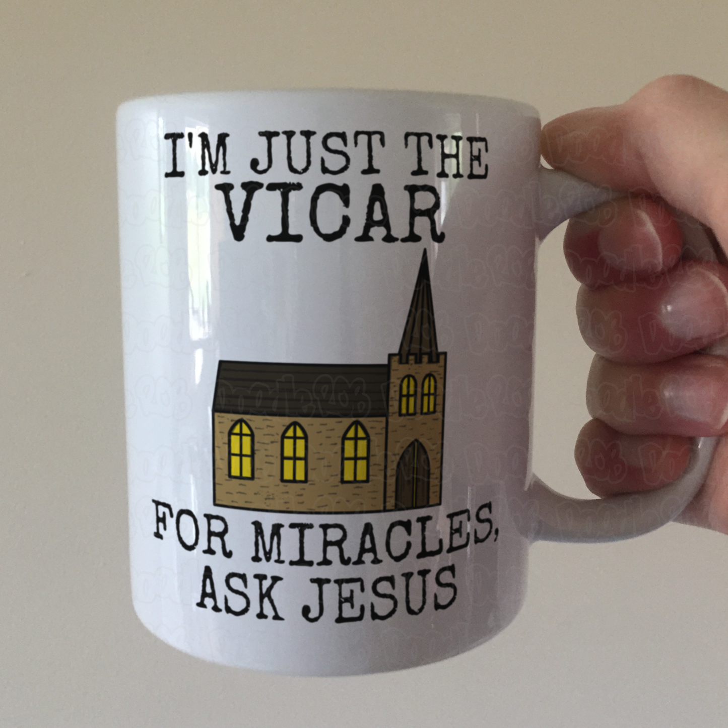 Church Vicar Mug - For Miracles, Ask Jesus - Christian Ordination Gift