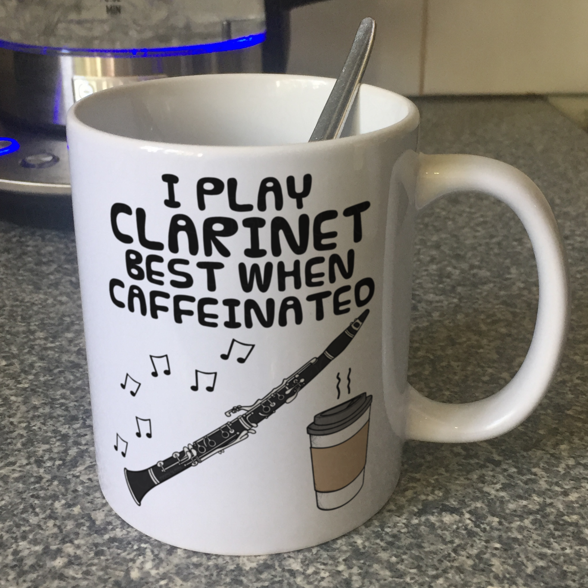 Clarinet Coffee Mug - I Play Clarinet Best When Caffeinated - Clarinetist Woodwind Musician Gift