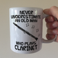 Funny Clarinet Mug - Never Underestimate An Old Man Who Plays Clarinet - Clarinetist Woodwind Musician Gift For Him