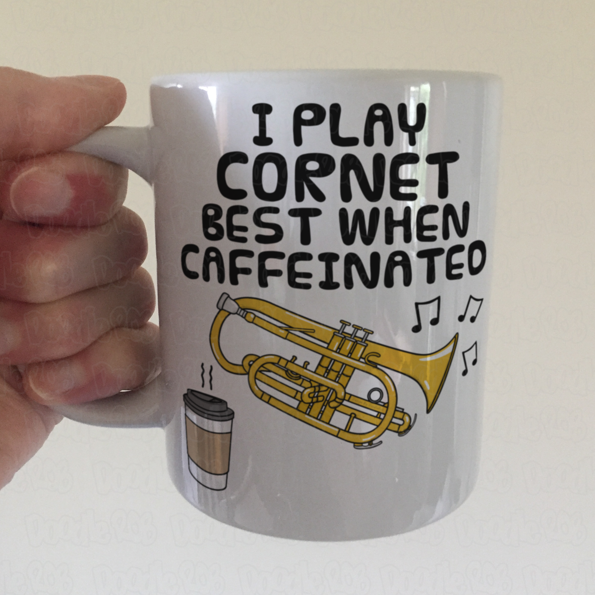 Cornet Coffee Mug - I Play Cornet Best When Caffeinated - Cornetist Brass Musician Gift