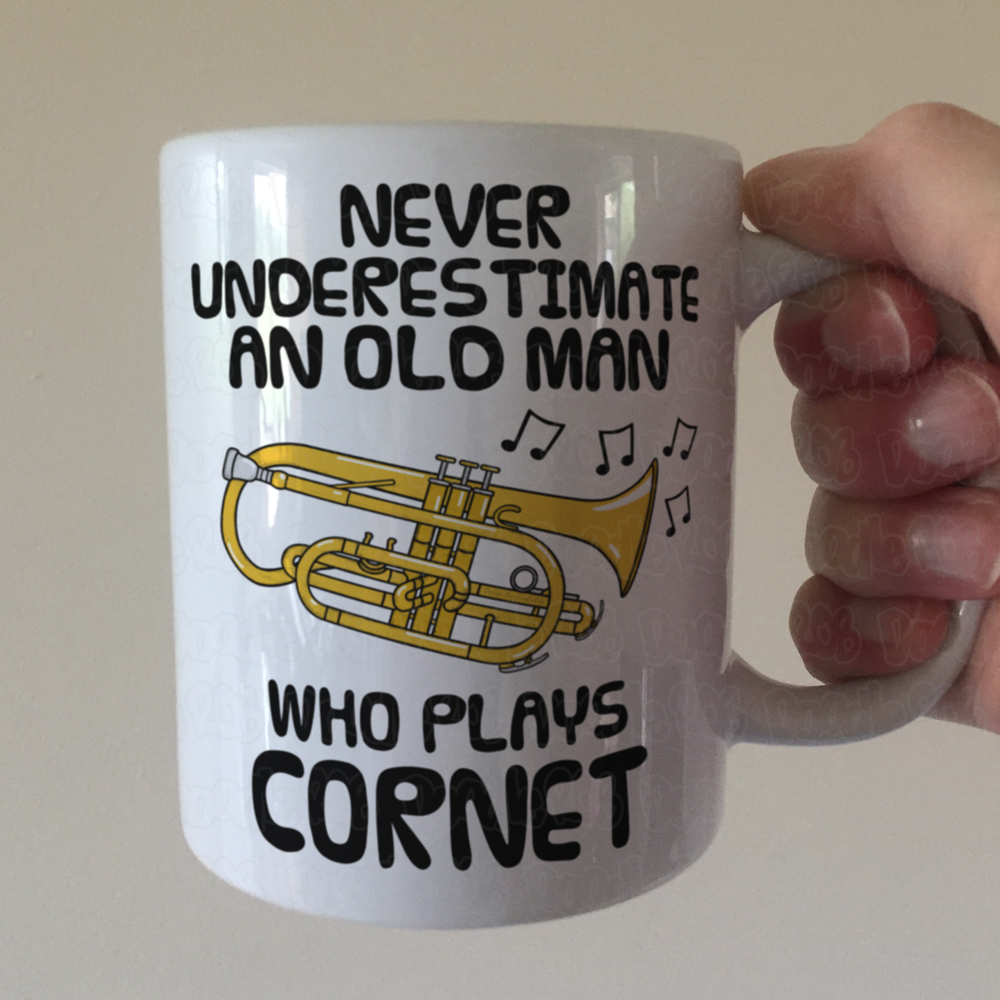 Funny Cornet Mug - Never Underestimate An Old Man Who Plays Cornet - Cornetist Brass Musician Gift For Him
