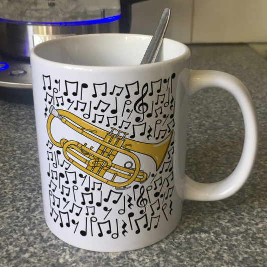 Cornet Musical Notes Mug - Gift For Cornetist - Brass Musician Gift