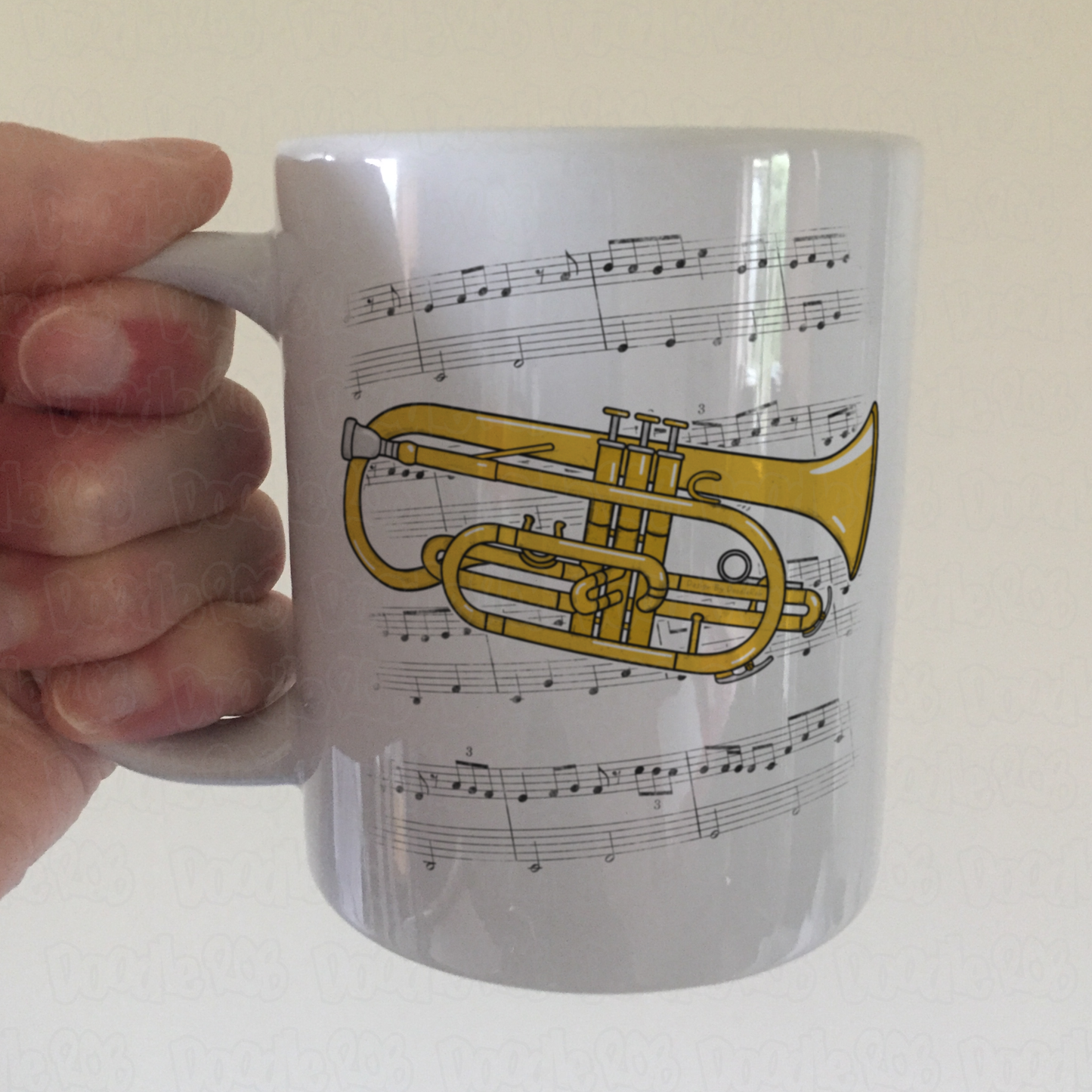 Cornet Music Notation Mug (Colour) - Gift For Cornetist - Brass Musician Gift
