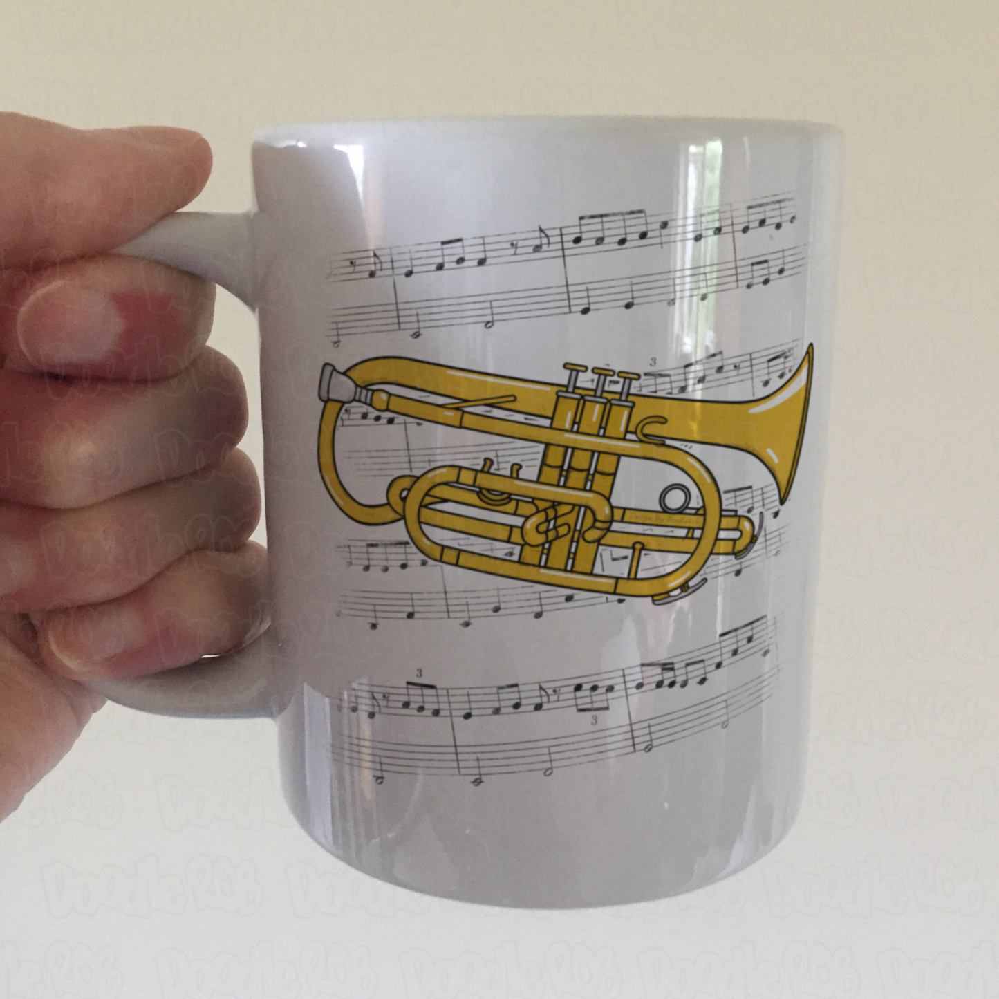 Cornet Music Notation Mug (Colour) - Gift For Cornetist - Brass Musician Gift
