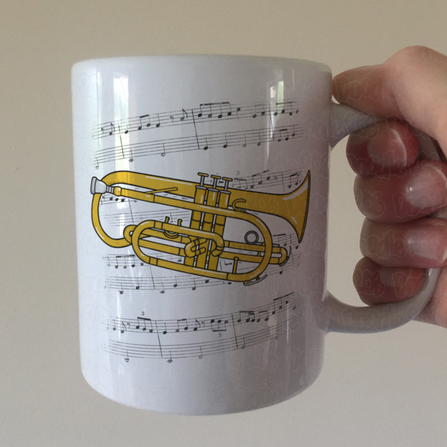Cornet Music Notation Mug (Colour) - Gift For Cornetist - Brass Musician Gift