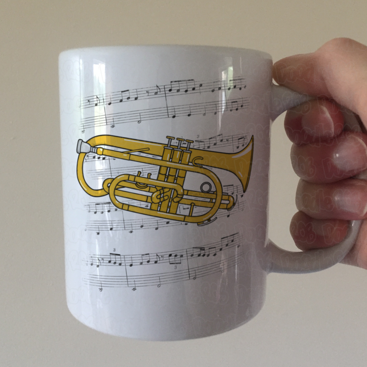 Cornet Music Notation Mug (Colour) - Gift For Cornetist - Brass Musician Gift