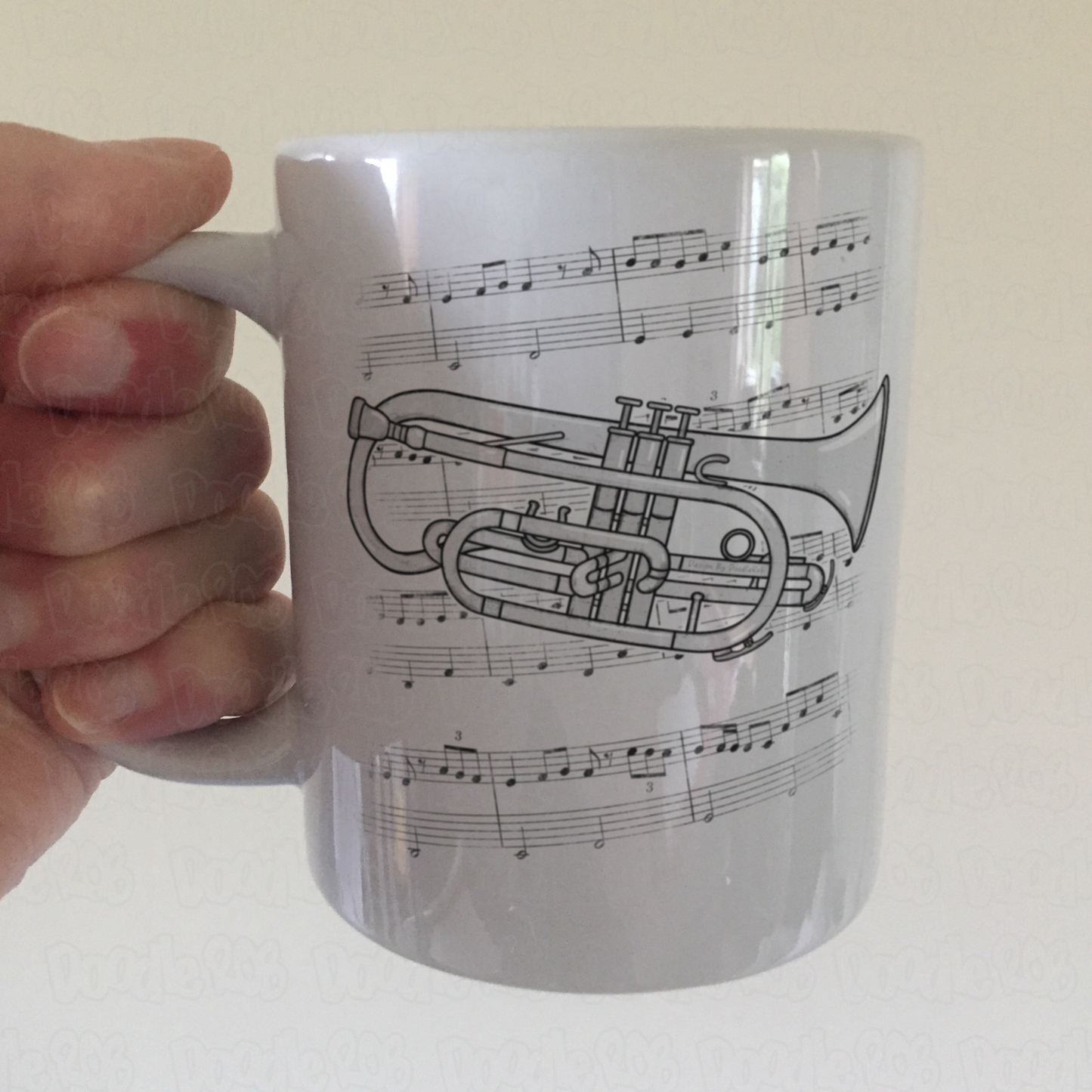Cornet Music Notation Mug - Gift For Cornetist - Brass Musician Gift