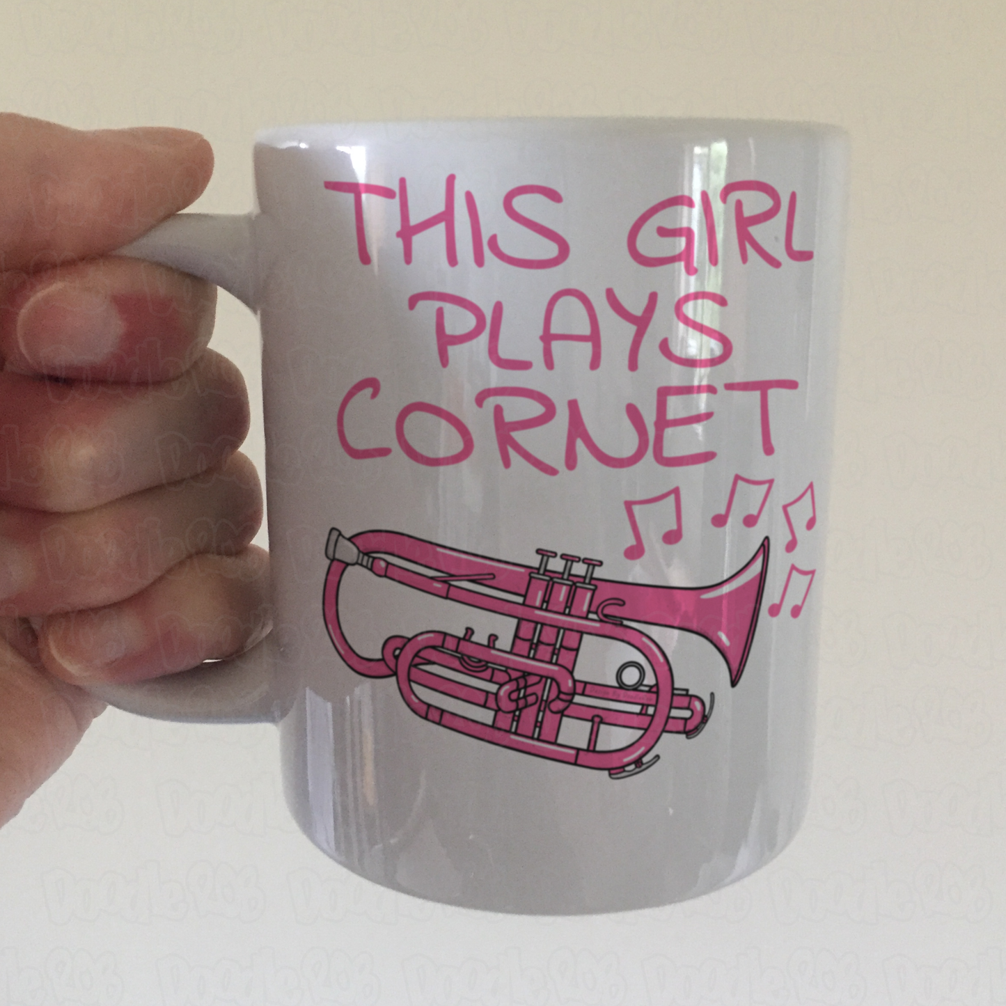 Pink Cornet Mug - This Girl Plays Cornet - Female Cornetist - Brass Musician Gift For Her
