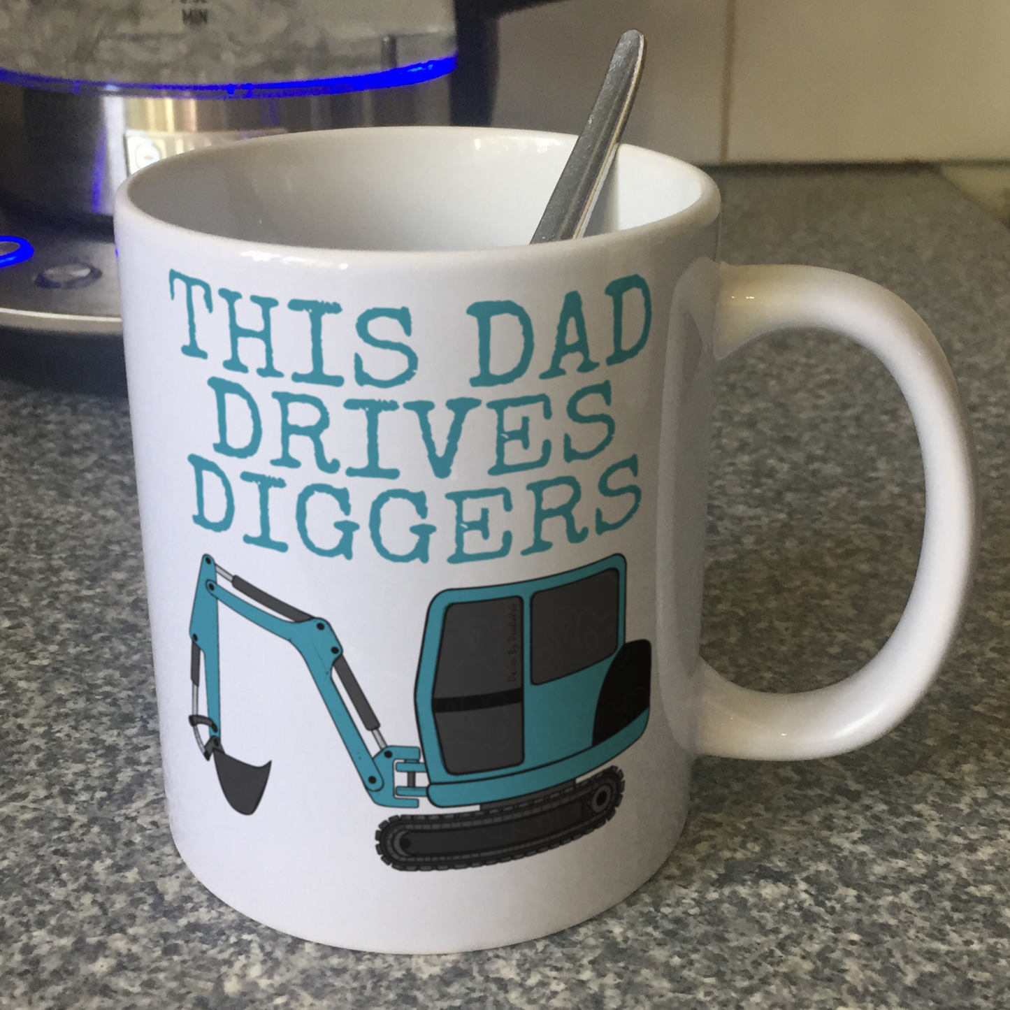 Digger Father's Day Mug - This Dad Drives Diggers - Construction Worker Builder Gift