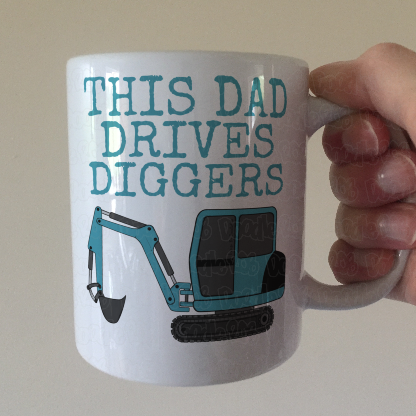 Digger Father's Day Mug - This Dad Drives Diggers - Construction Worker Builder Gift