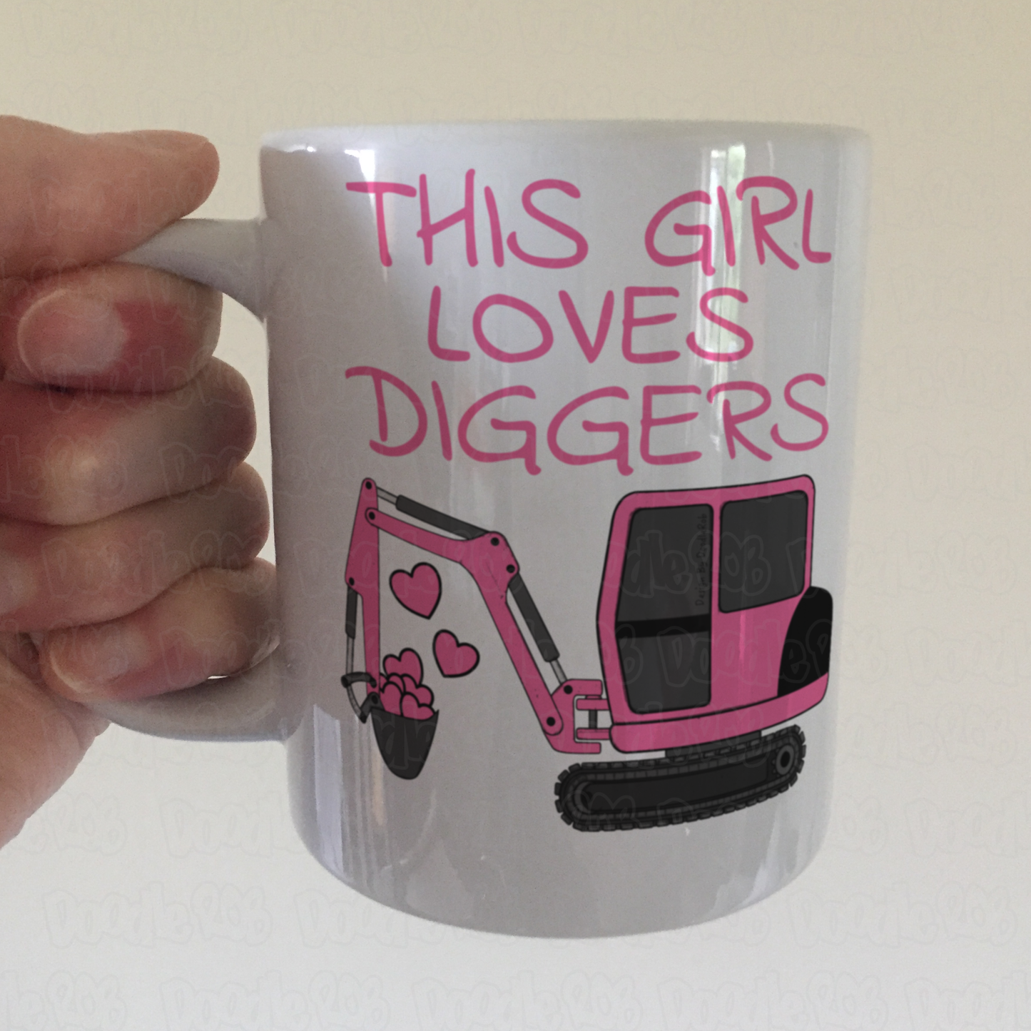 Girl's Digger Mug - This Girl Loves Diggers - Pink Digger Mug - Female Construction Worker Gift