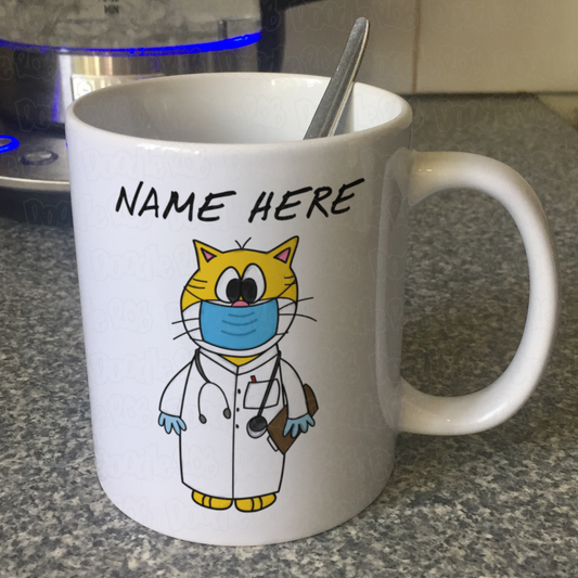Cat Doctor Personalised Mug - Custom Mug For Doctor - Cat Gift For Vet