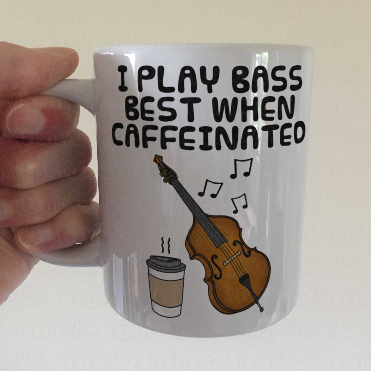 Double Bass Coffee Mug - I Play Bass Best When Caffeinated - Bassist Musician Gift
