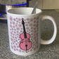 Double Bass Floral Mug (Pink Flowers) - Female Bassist - Musician Gift For Girl