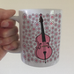Double Bass Floral Mug (Pink Flowers) - Female Bassist - Musician Gift For Girl