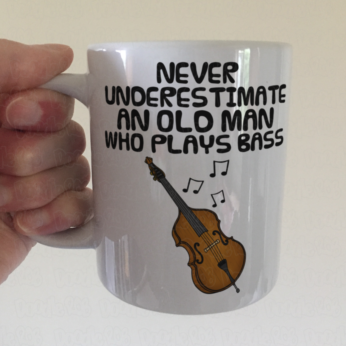 Funny Double Bass Mug - Never Underestimate An Old Man Who Plays Bass - Bassist Musician Gift For Him