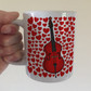 Double Bass With Hearts Mug - Gift For Bassist - Jazz Musician - Valentines Anniversary Gift