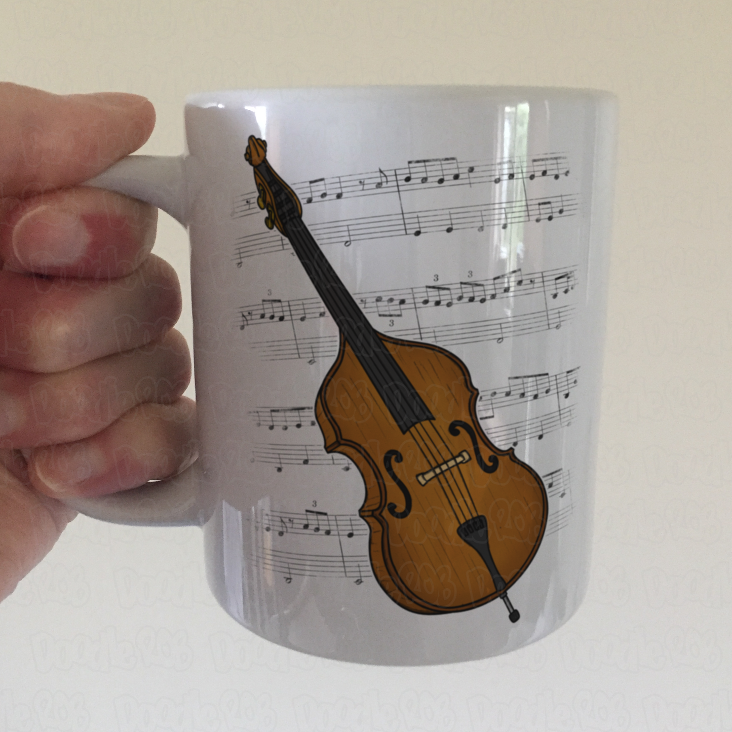 Double Bass Music Notation Mug (Colour) - Gift For Bassist - Jazz Musician Gift