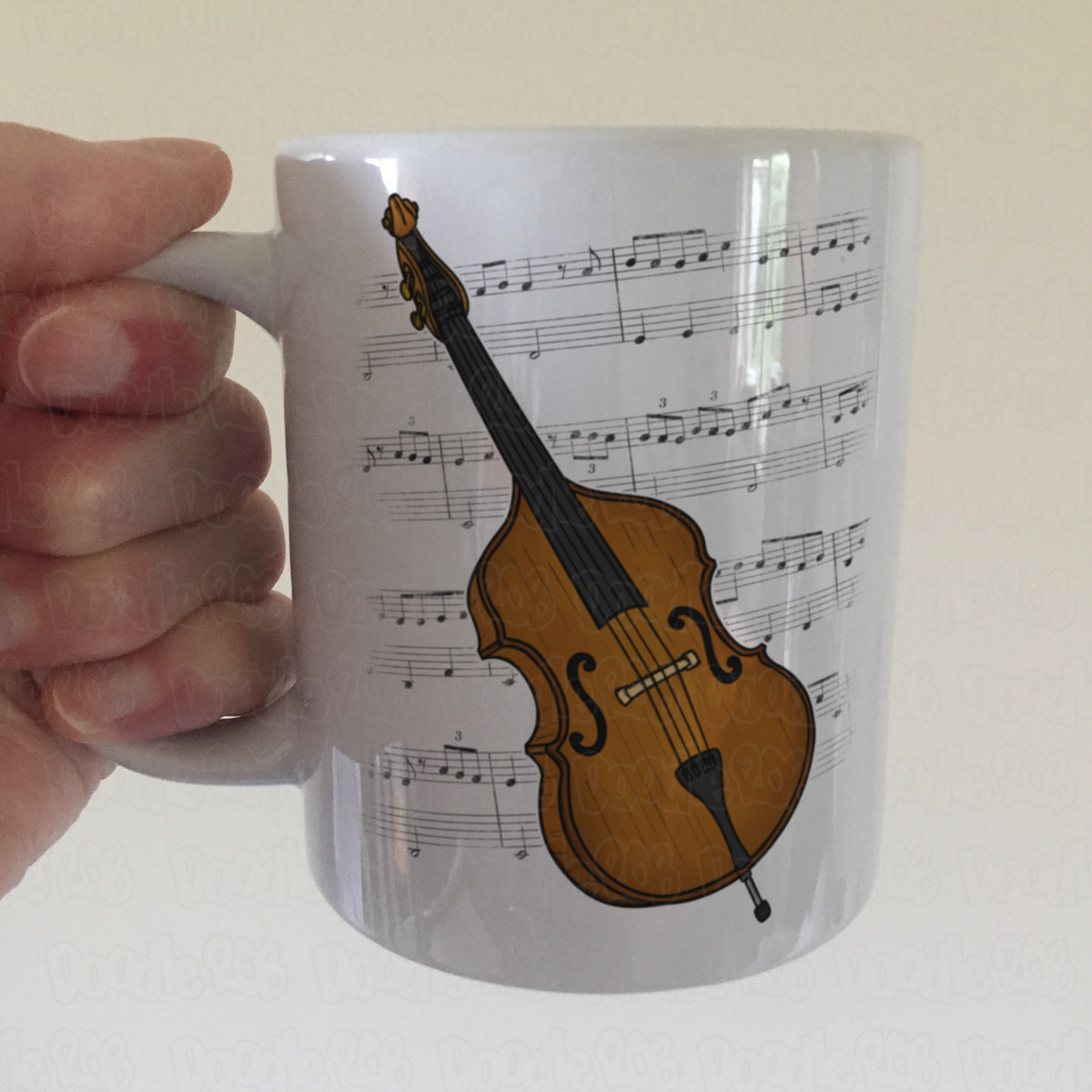 Double Bass Music Notation Mug (Colour) - Gift For Bassist - Jazz Musician Gift