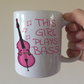 Pink Double Bass Mug - This Girl Plays Bass - Gift For Female Bassist - Jazz Musician Gift