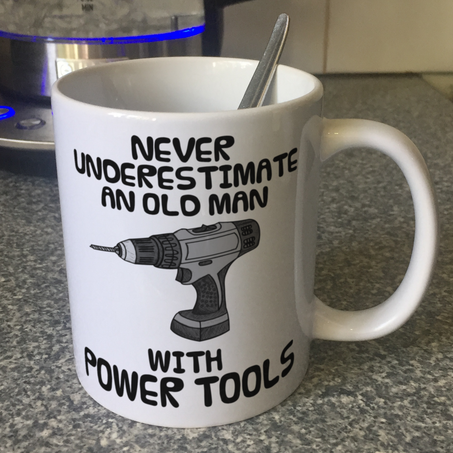 Funny Men's DIY Mug - Never Underestimate An Old Man With Power Tools - Gift For Handyman