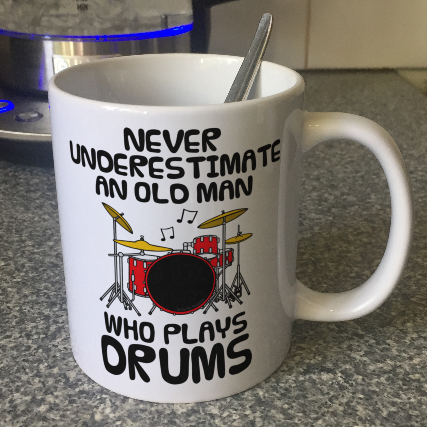 Funny Drummer Mug - Never Underestimate An Old Man Who Plays Drums - Percussionist Musician Gift For Him