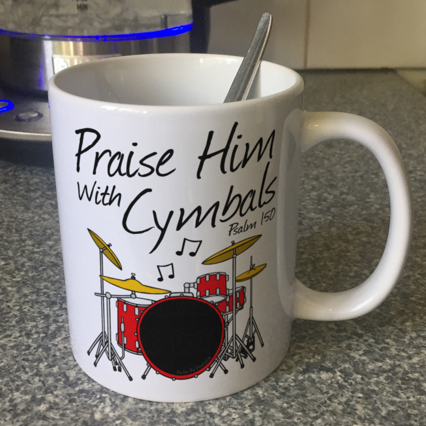Church Drummer Mug - Praise Him With Cymbals (Psalm 150) - Christian Musician Gift