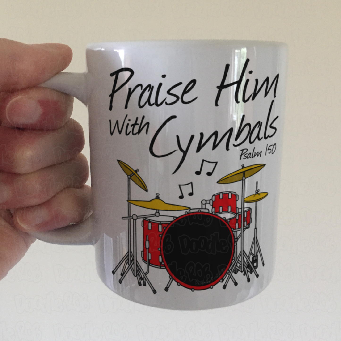 Church Drummer Mug - Praise Him With Cymbals (Psalm 150) - Christian Musician Gift