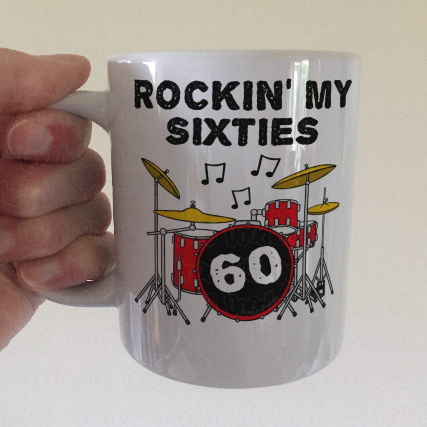 60th Birthday Drummer Mug - Rockin' My Sixties - Gift For 60 Year Old - Drum Teacher Mug