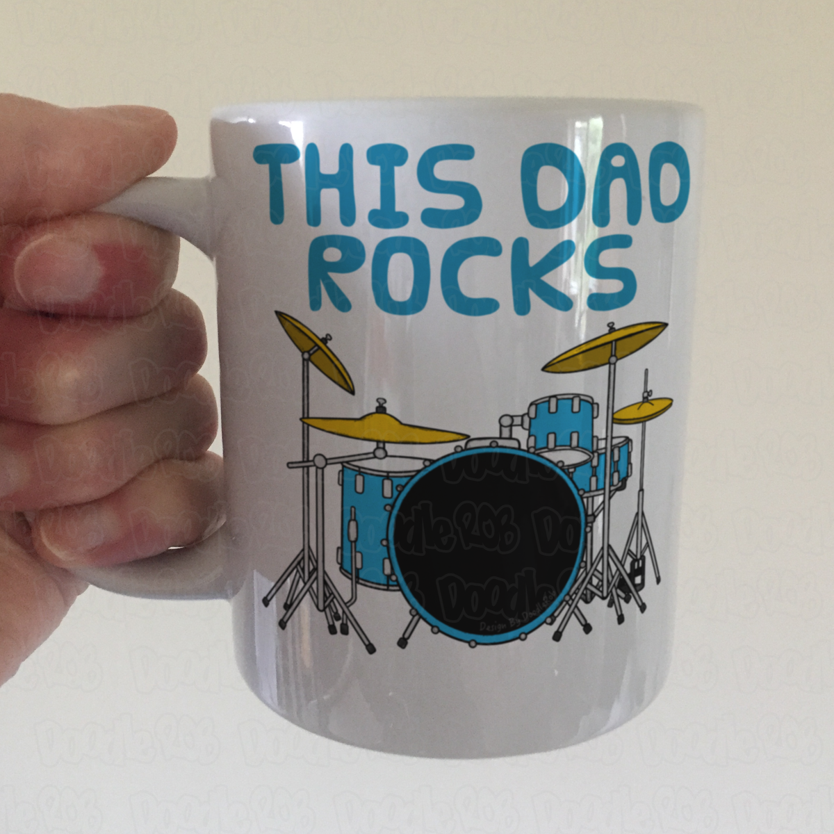 Dad Drummer Mug - This Dad Plays Rocks - Father's Day Musician Gift