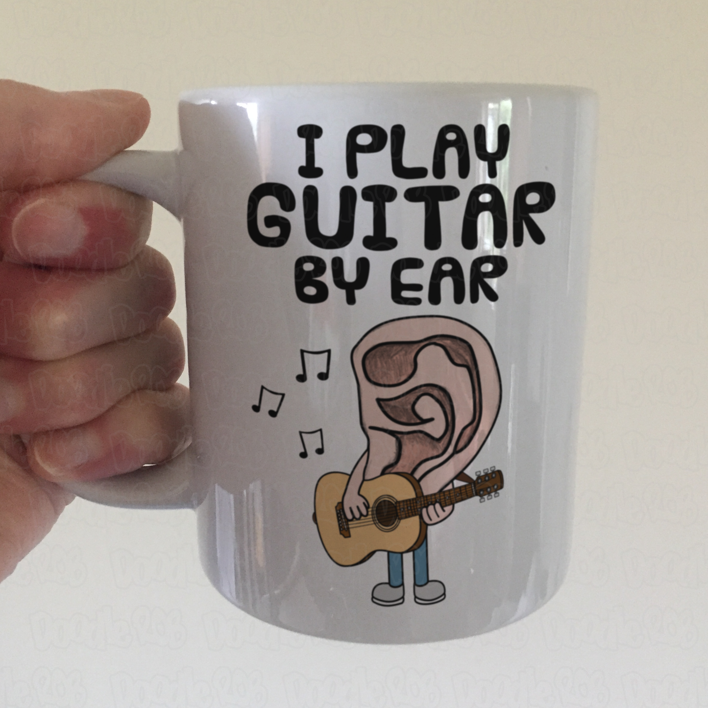 Funny Acoustic Guitar Mug - I Play Guitar By Ear - Gift For Acoustic Guitarist