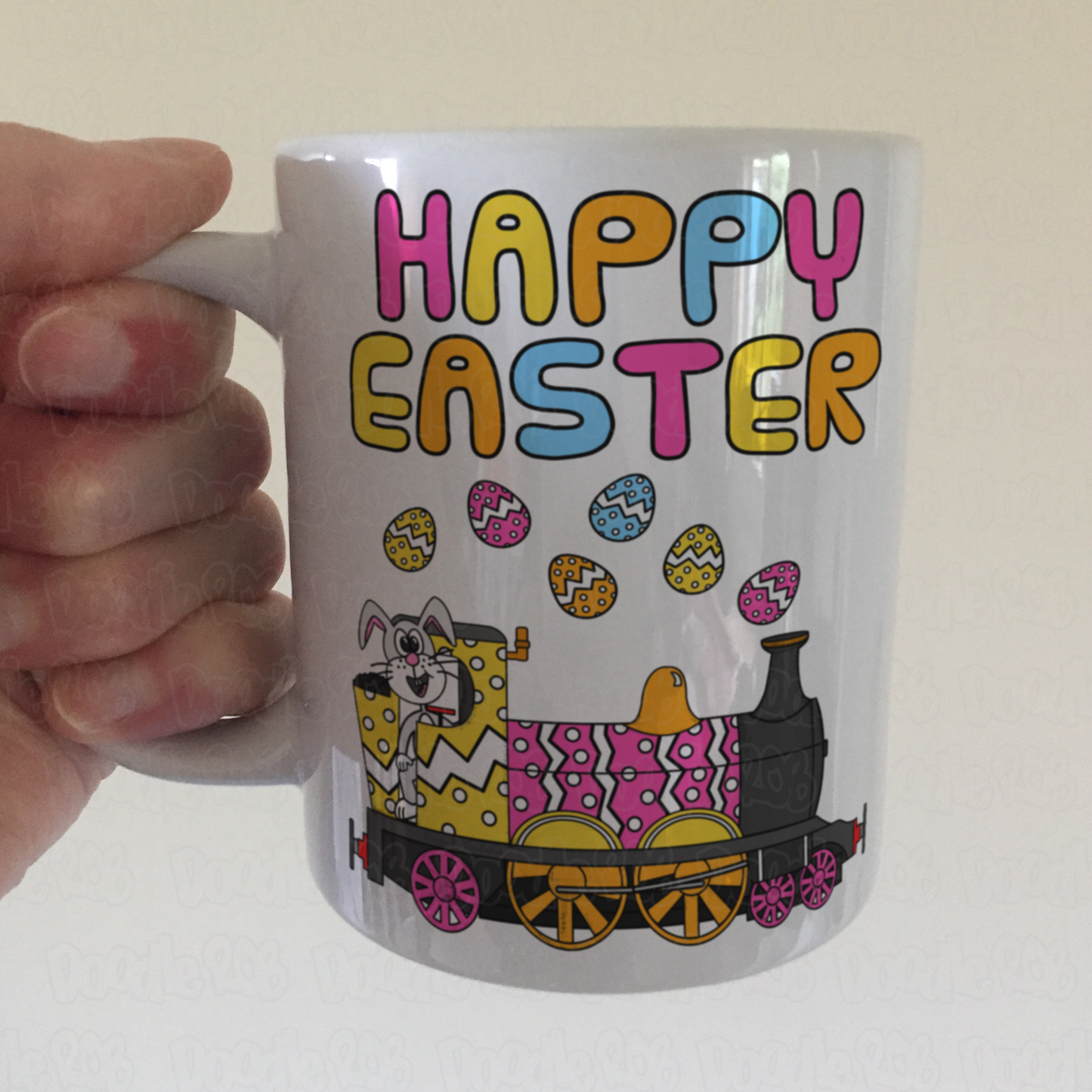 Easter Steam Train Mug - Easter Bunny Driving Train - Easter Gift For Boy