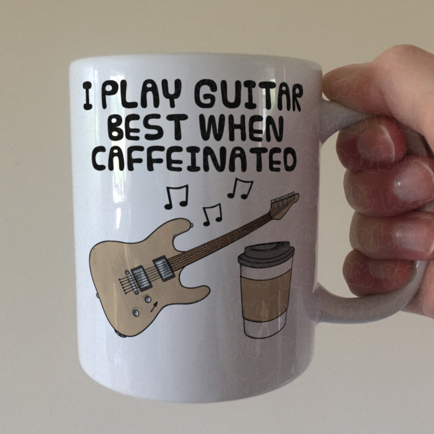 Electric Guitar Coffee Mug - I Play Guitar Best When Caffeinated - Guitarist Musician Gift
