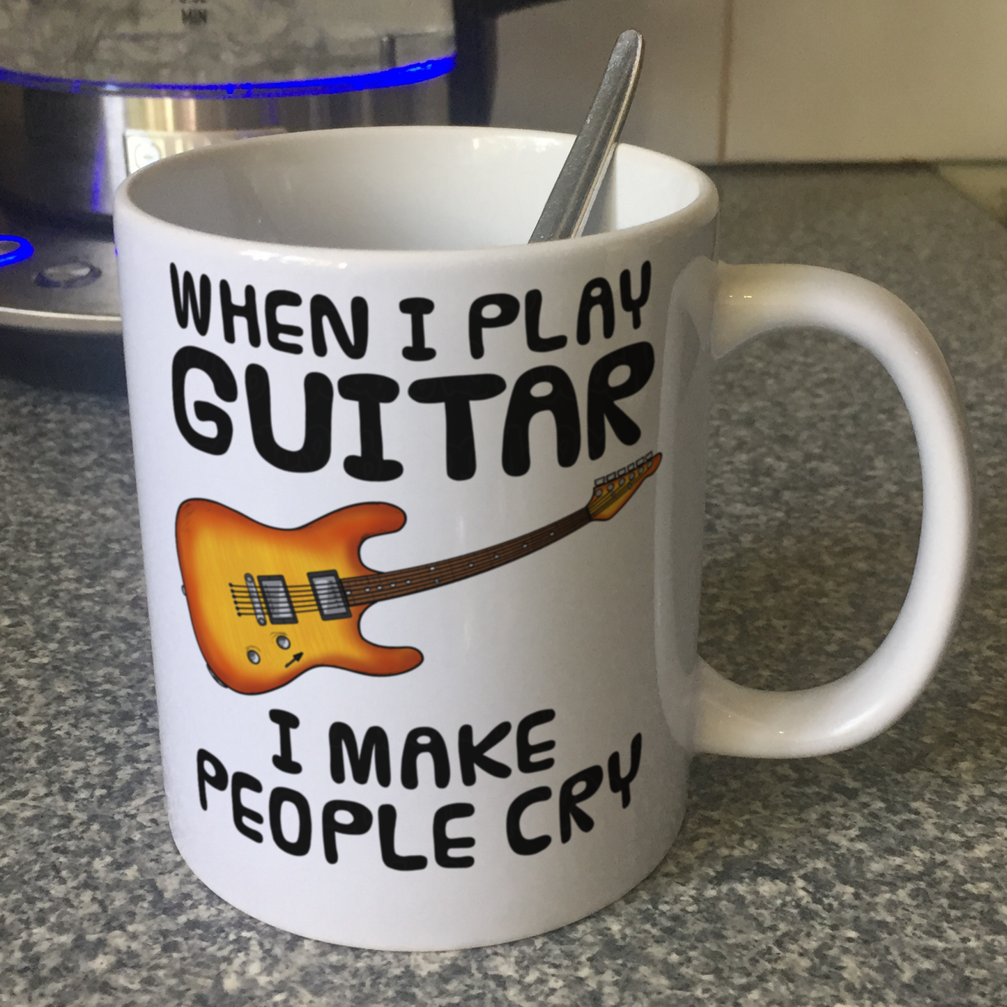 Funny Electric Guitar Mug - When I Play Guitar, I Make People Cry - Guitarist Musician Gift