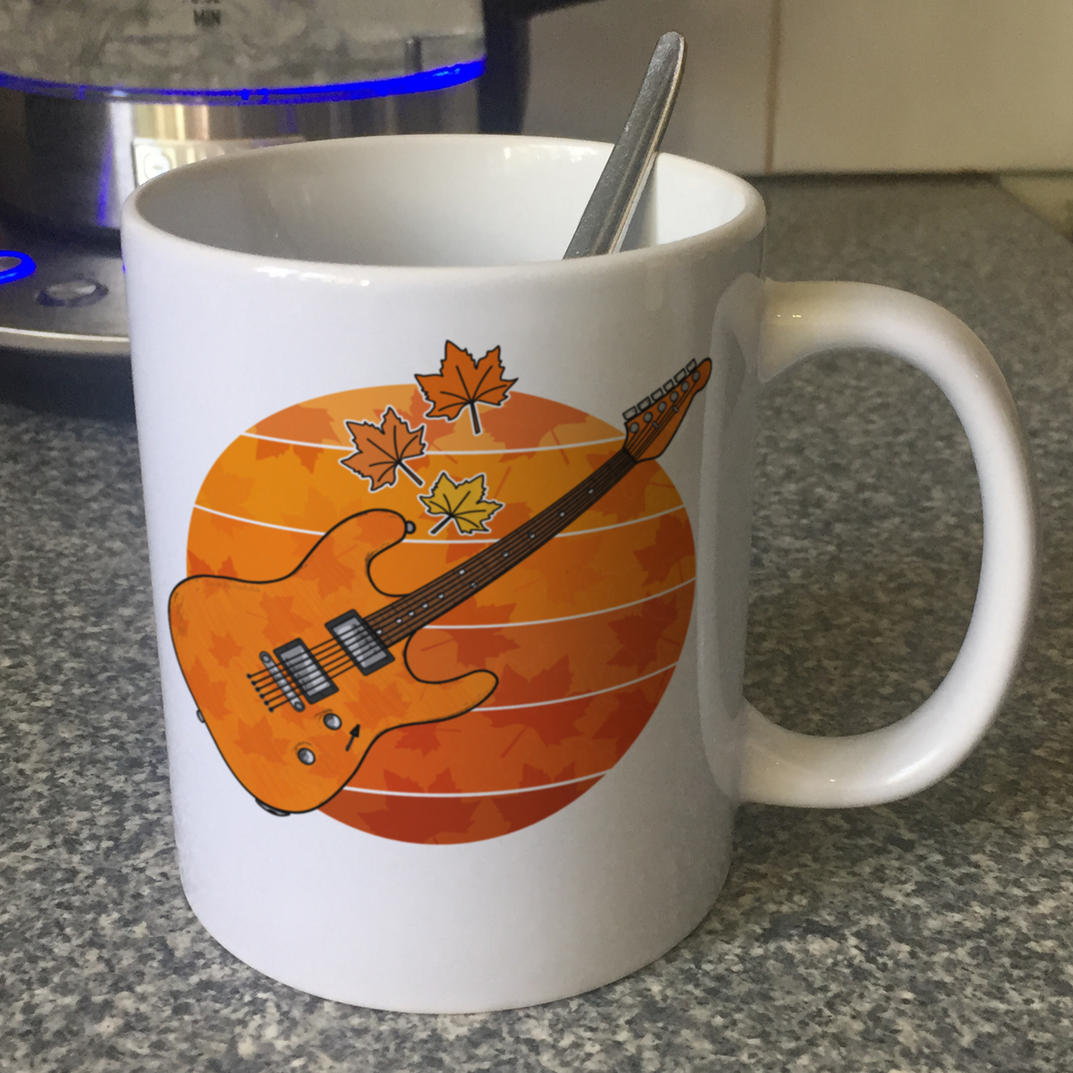 Autumn Electric Guitar Mug - Gift For Guitarist - Guitar Teacher Back To School Gift