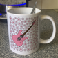Electric Guitar Floral Mug (Pink Flowers) - Female Guitarist - Musician Gift For Girl