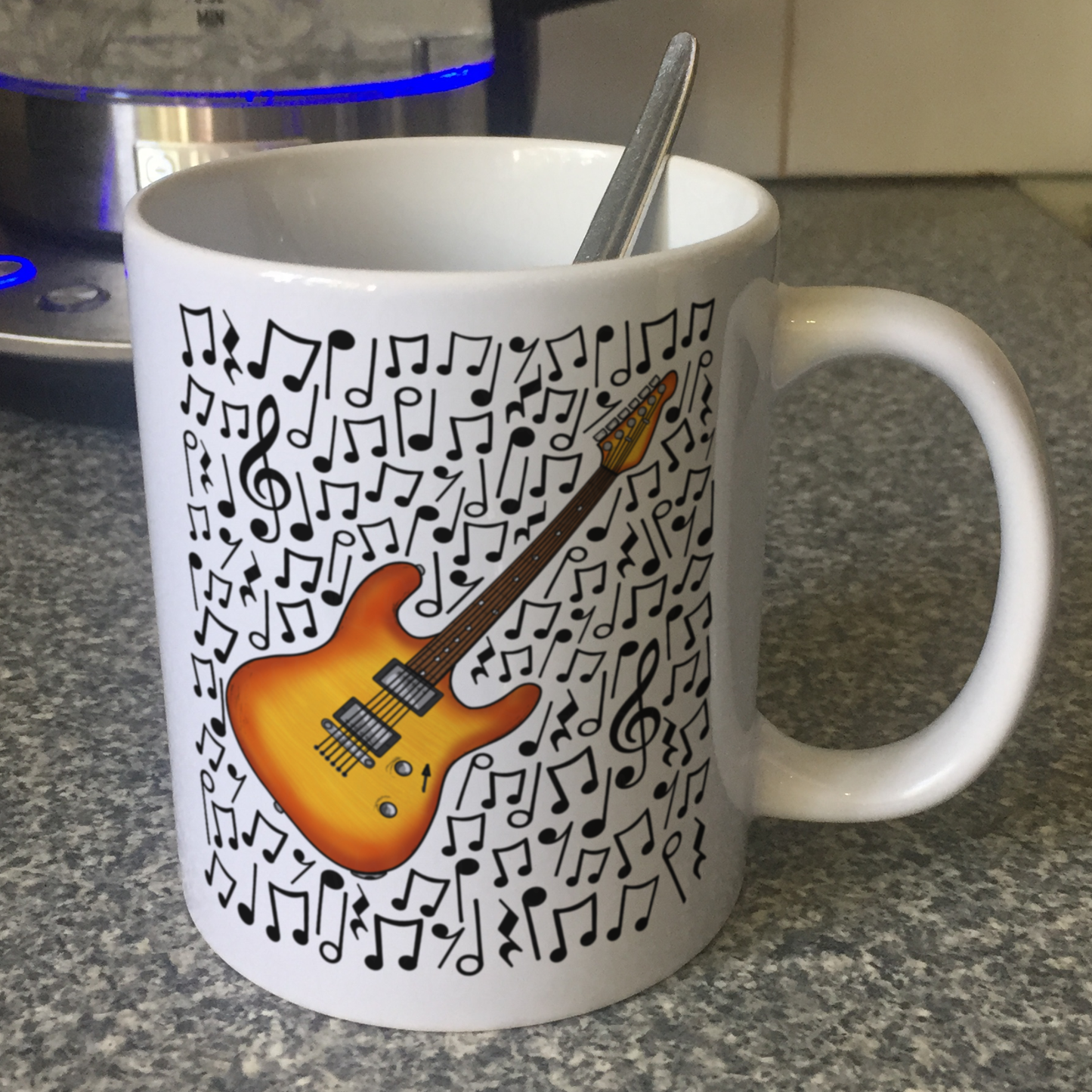 Electric Guitar Musical Notes Mug - Guitar Teacher Mug - Gift For Guitarist