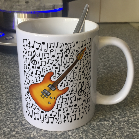 Electric Guitar Musical Notes Mug - Guitar Teacher Mug - Gift For Guitarist