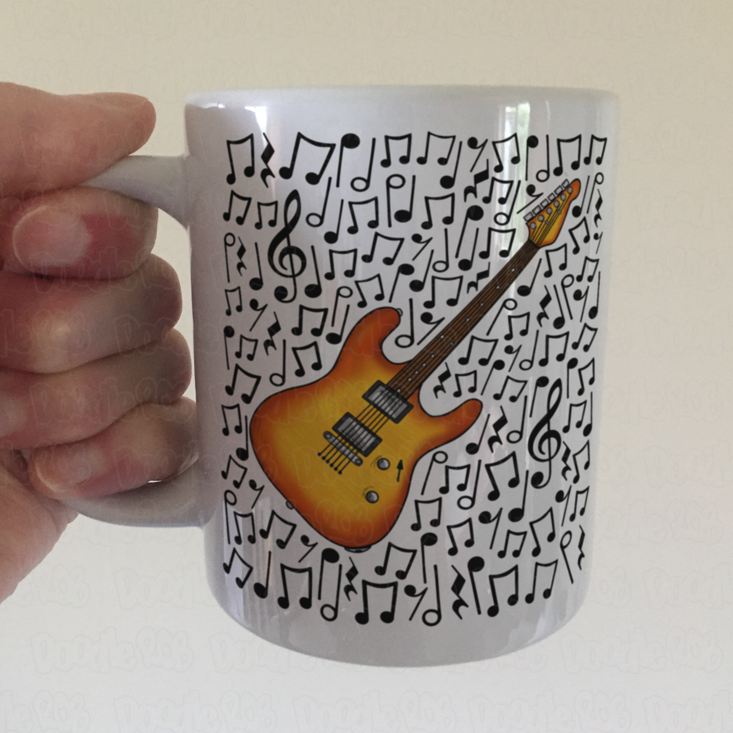 Electric Guitar Musical Notes Mug - Guitar Teacher Mug - Gift For Guitarist
