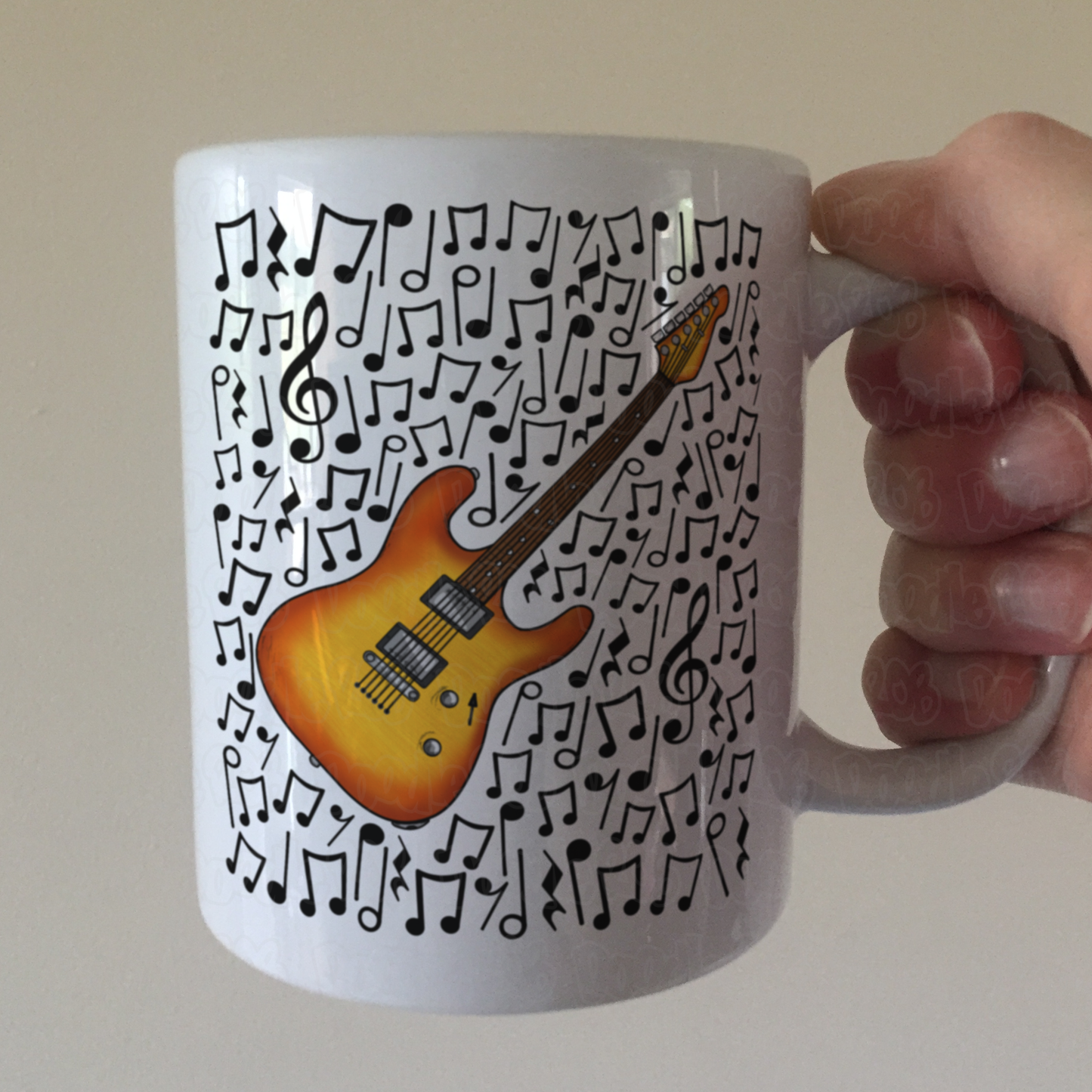Electric Guitar Musical Notes Mug - Guitar Teacher Mug - Gift For Guitarist